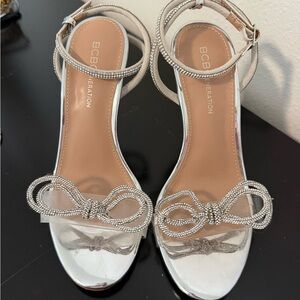BCBGeneration Silver Bow Heels